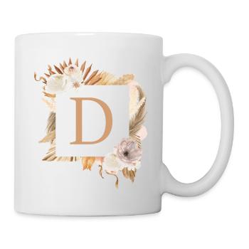 Customizable Monogram D Boho Palm Flowers - Mug - white - Right