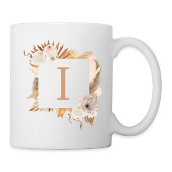 Customizable Monogram I Boho Palm Flowers - Mug - white - Right