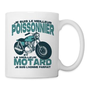 Le meilleur motard et le meilleur poissonnier - Mug blanc - blanc - Droite
