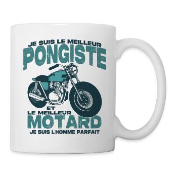 Le meilleur motard et le meilleur pongiste - Mug blanc - blanc - Droite