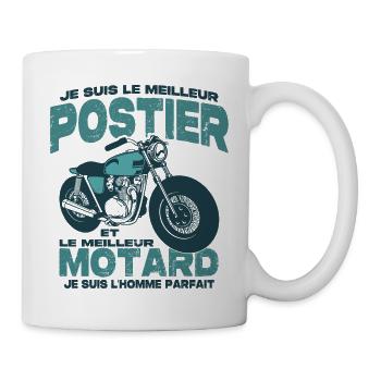 Le meilleur motard et le meilleur postier - Mug blanc - blanc - Droite