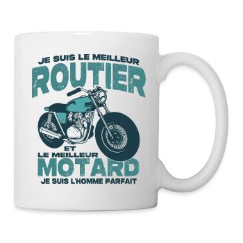 Le meilleur motard et le meilleur routier - Mug blanc - blanc - Droite