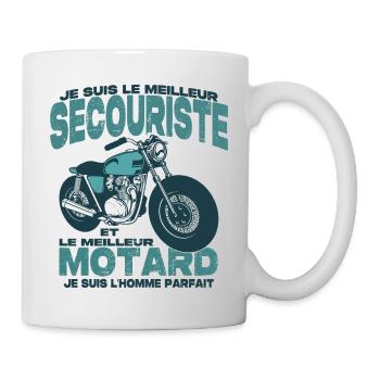Le meilleur motard et le meilleur secouriste - Mug blanc - blanc - Droite
