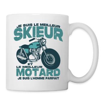 Le meilleur motard et le meilleur skieur - Mug blanc - blanc - Droite
