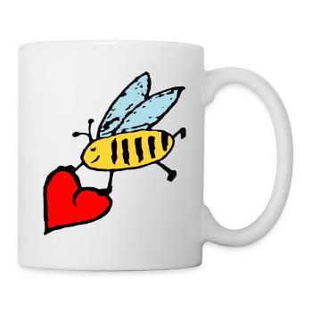 süße Biene mit großem Herz - Tasse - Weiß - Rechts