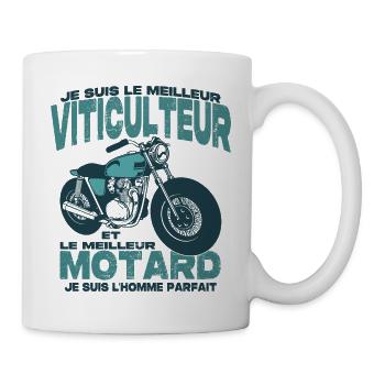 Le meilleur motard et le meilleur viticulteur - Mug blanc - blanc - Droite