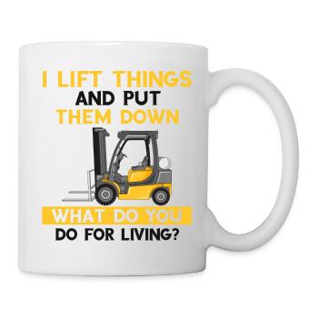 Warehouse drivers and warehouse workers for forklifts - Mug - white - Right
