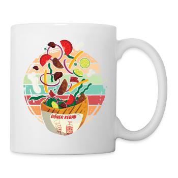 Fröhlicher hüpfender Retro Döner - Tasse - Weiß - Rechts