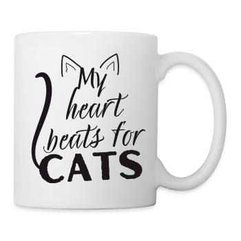 My heart beats for cats - Cadeau Humour Chat - Mug blanc - blanc - Droite