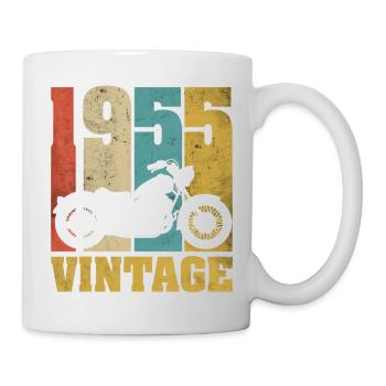 1955 Né anniversaire motard motard cadeau - Mug blanc - blanc - Droite