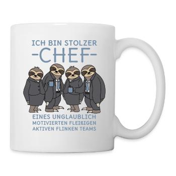 Stolzer Chef unglaublich fleißiges Team Faultiere - Tasse - Weiß - Rechts