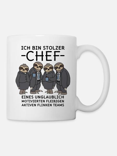 Stolzer Chef unglaublich fleißiges Team Faultiere - Tasse - Weiß