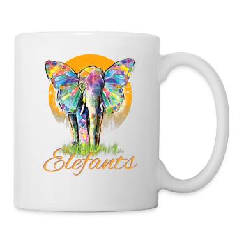 Elefant - Safari Tshirt - Tasse - Weiß - Rechts