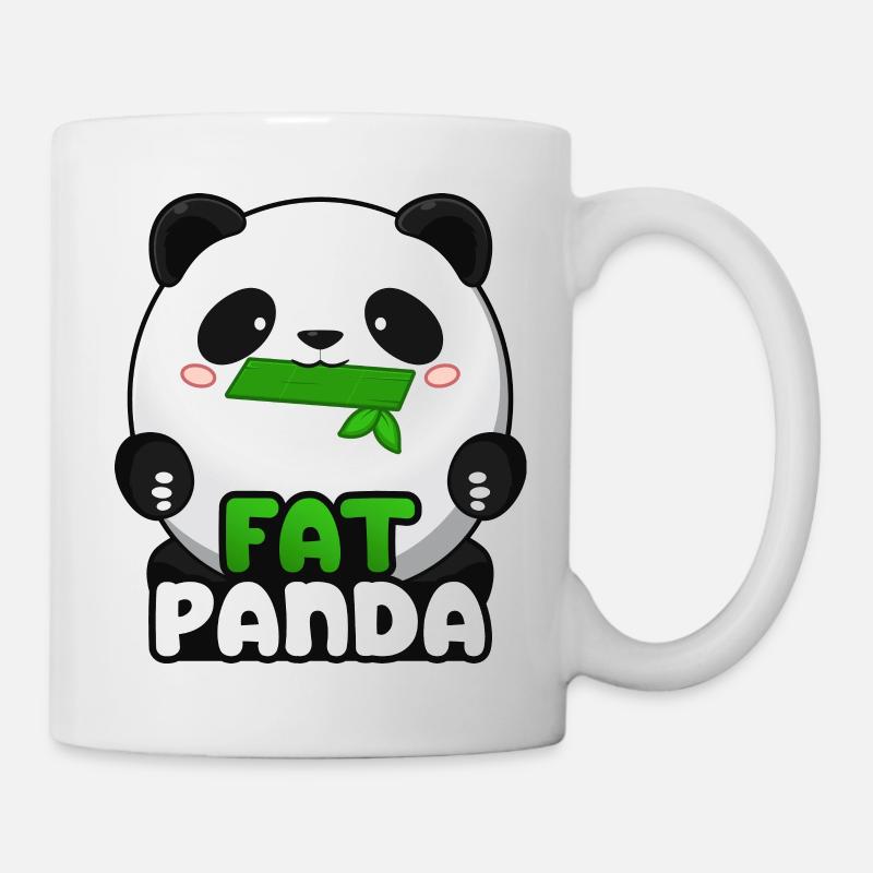 Fat Panda with Bamboo - Panda Bear Cute Kawaii ^_^ - Mug - white