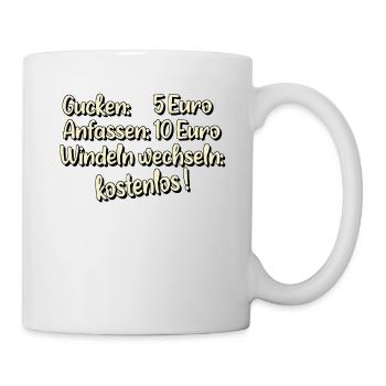 gucken 5 Euro windeln wechseln kostenlos - Tasse - Weiß - Rechts