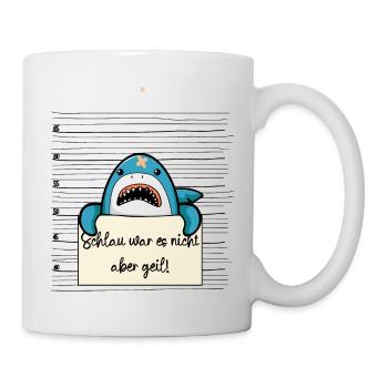 Hai lustiger Spruch humor Gefängnisbild - Tasse - Weiß - Rechts