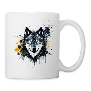 Ink Splatter Wolf - Mok - wit - Rechts