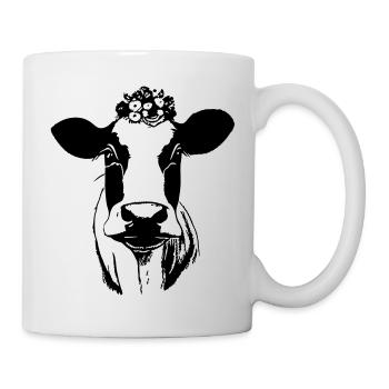 Kuh süß Tier Bauernhof Tiere lustig Kühe Vektor 1 - Tasse - Weiß - Rechts