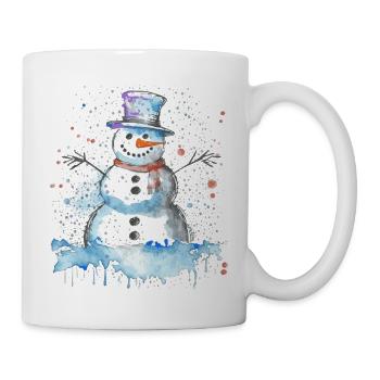 Bonhomme de neige aquarelle - Mug blanc - blanc - Droite