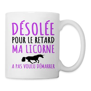 Licorne humour ma licorne a pas voulu démarrer - Mug blanc - blanc - Droite