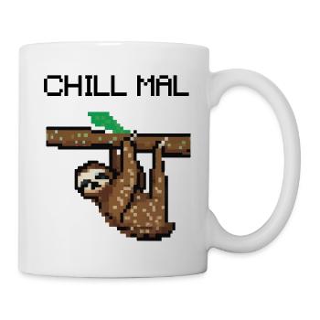 Chill Mal verpixeltes Faultier Geschenkidee - Tasse - Weiß - Rechts