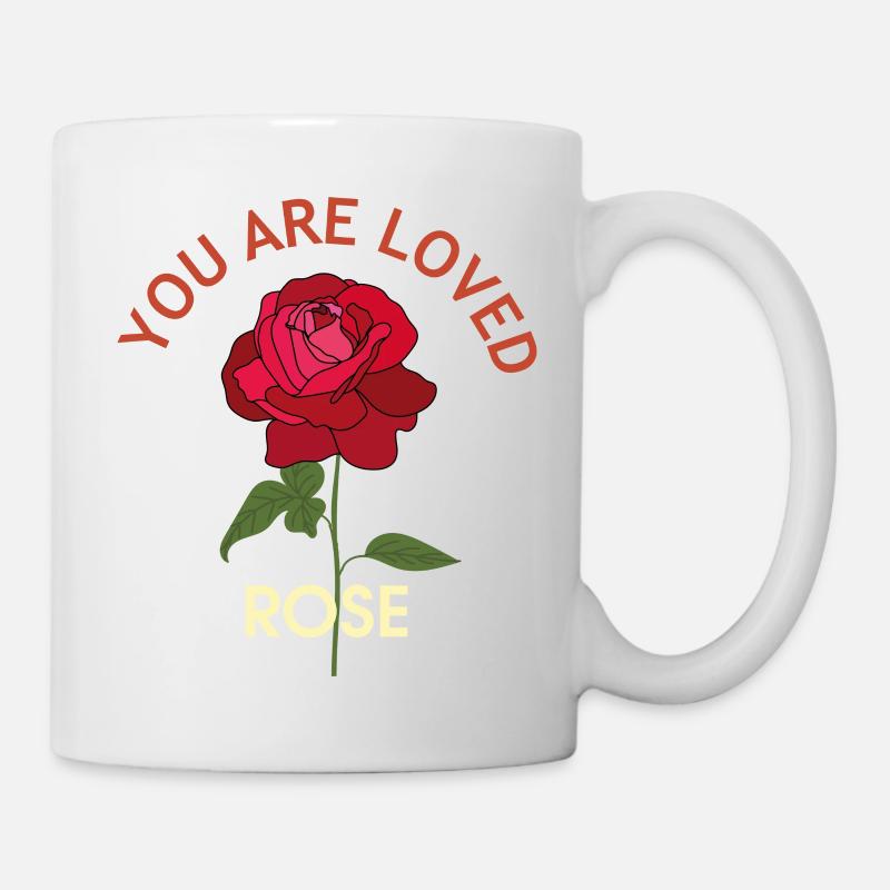 YOU ARE LOVED WITH RED ROSE. - Mug - white