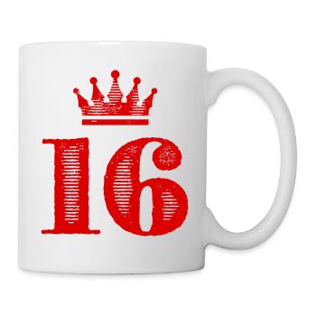 16 Zahl Krone - Tasse - Weiß - Rechts