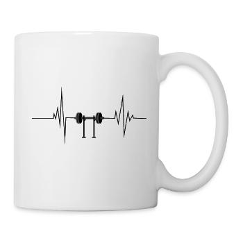 Herzschlag Linie Hantelbank / Langhantel Fitness - Tasse - Weiß - Rechts