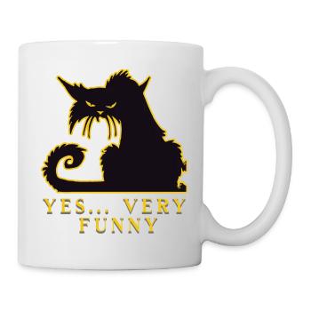 Katze - Ja sehr Lustig - Gelangweilte Mietze - Tasse - Weiß - Rechts