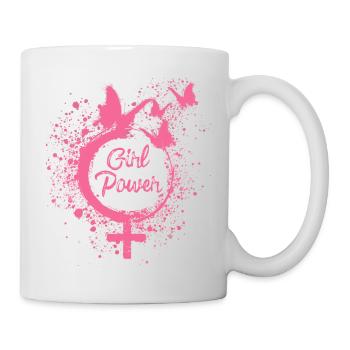 Girl Power,Freedom,Butterflies,Women,Pink - Mug - white - Right