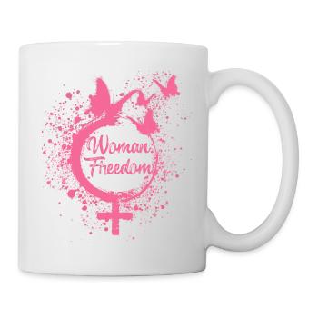 woman freedom,freedom,butterflies,women,pink - Mug - white - Right