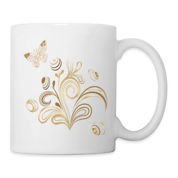 Flower vine with butterfly - Mug - white - Right