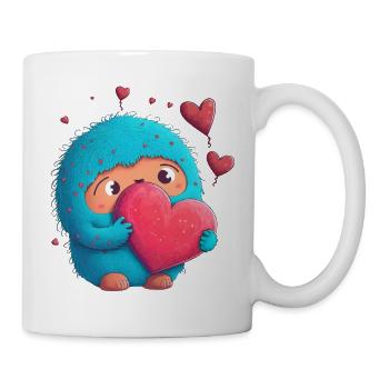 Ein kleines süßes liebes Monster mit blauem Fell - Tasse - Weiß - Rechts