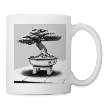 Monochrome Bonsai Kunst - Tasse - Weiß - Rechts