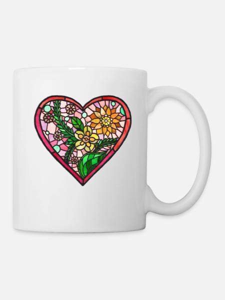 Love Hart Lifde stained glass - Mug - white