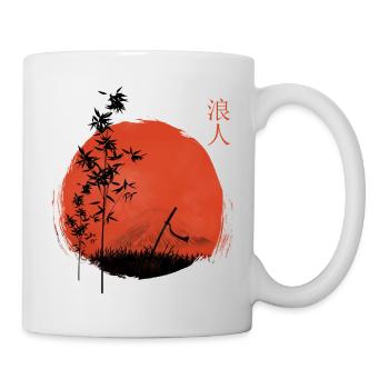 Rote Sonne und Bambus mit Katana Schwert - Tasse - Weiß - Rechts
