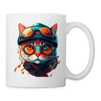 Visage de chat tigre avec des lunettes de soleil style - Mug blanc - blanc - Droite