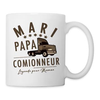 Mari papa camionneur légende pour maman - Mug blanc - blanc - Droite