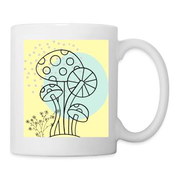 Mushroom, minimalist nature - Mug - white - Right
