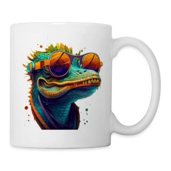Kroko oder Alligator mit Sonnenbrille im Sommer - Tasse - Weiß - Rechts