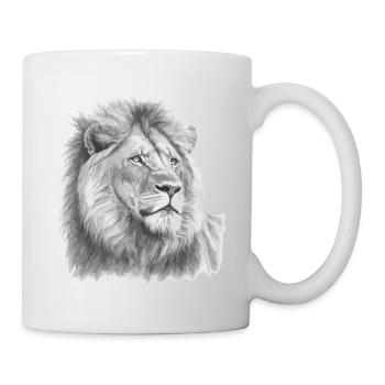 Lion Lion's Head Black and White Drawn Art - Mug - white - Right
