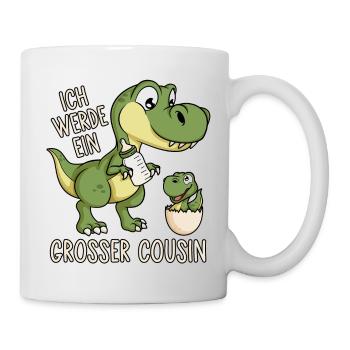 Großer Cousin 2026 Dinosaurier Ei Dinos Baby Dino - Tasse - Weiß - Rechts