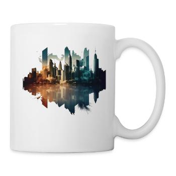 Stadt in einer künstlerischen - Tasse - Weiß - Rechts