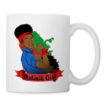 Femme Forte Afro Martinique Drapeau - Mug blanc - blanc - Droite