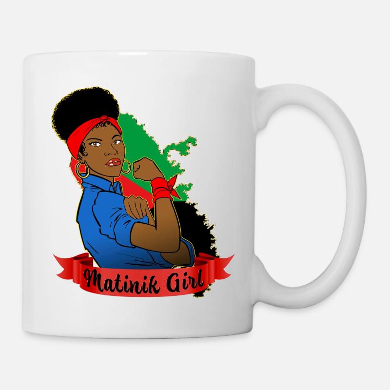 Femme Forte Afro Martinique Drapeau - Mug blanc - blanc