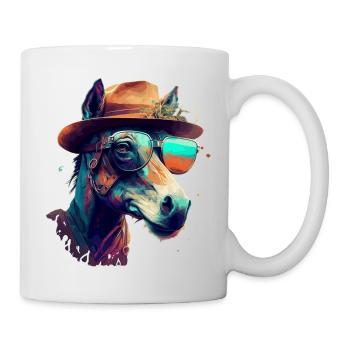 A funny donkey or mule with glasses and hat - Mug - white - Right