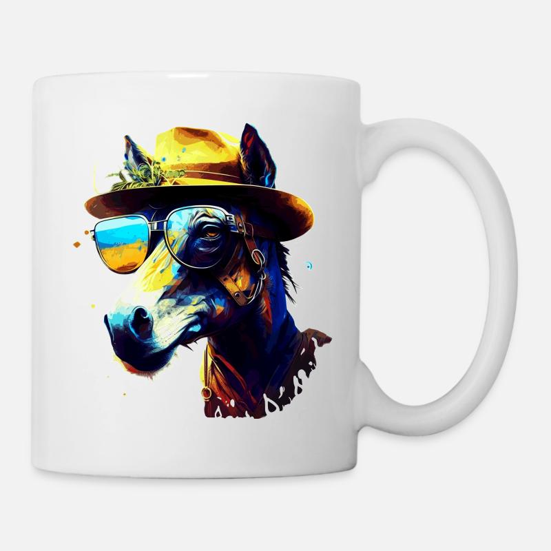 Eil lässiger und Cooler Esel trägt Sonnenbrille - Tasse - Weiß