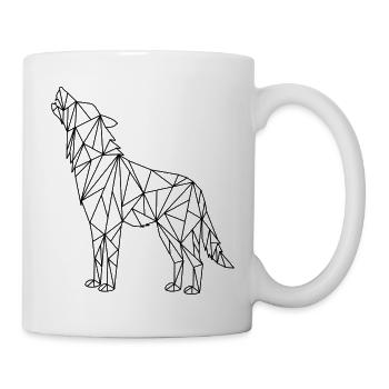 Wolf geometrisch - Tasse - Weiß - Rechts