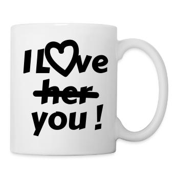 Ich liebe dich (nicht sie) - Tasse - Weiß - Rechts