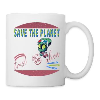 Save the planet trust the alien - Mug blanc - blanc - Droite